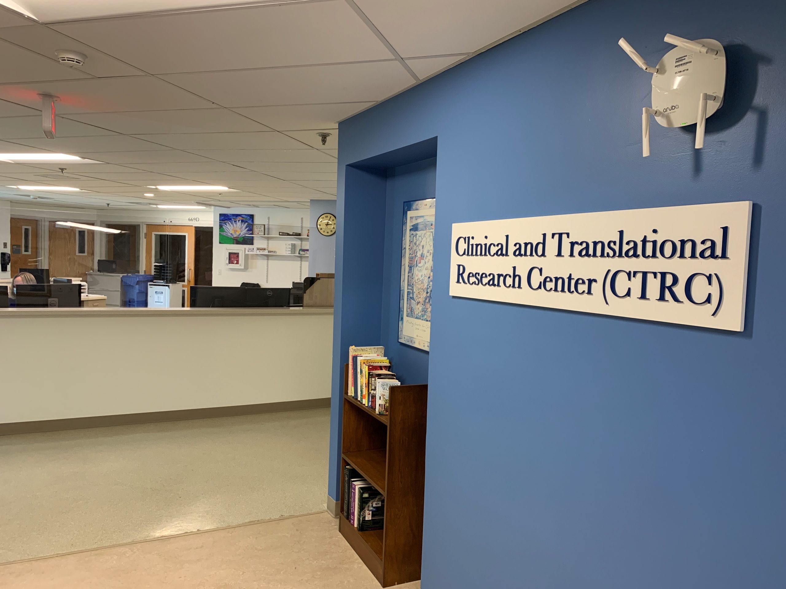 Photo shows the CTRC sign and desk